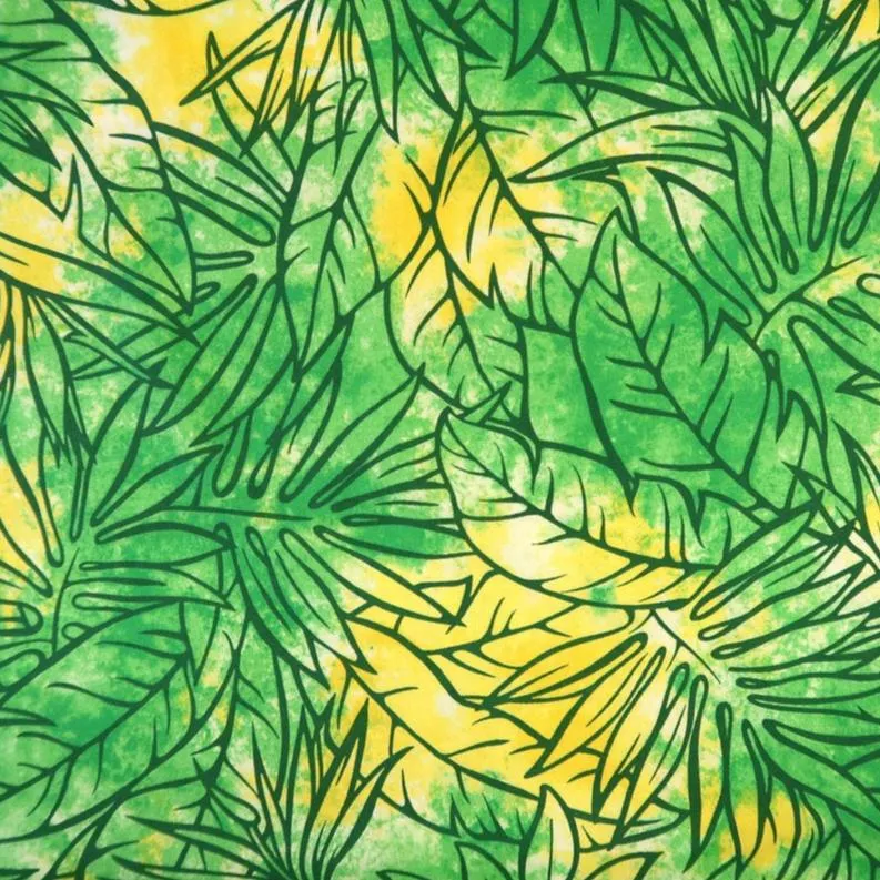 Dancing Leaf Lime Green Hawaiian Fabric