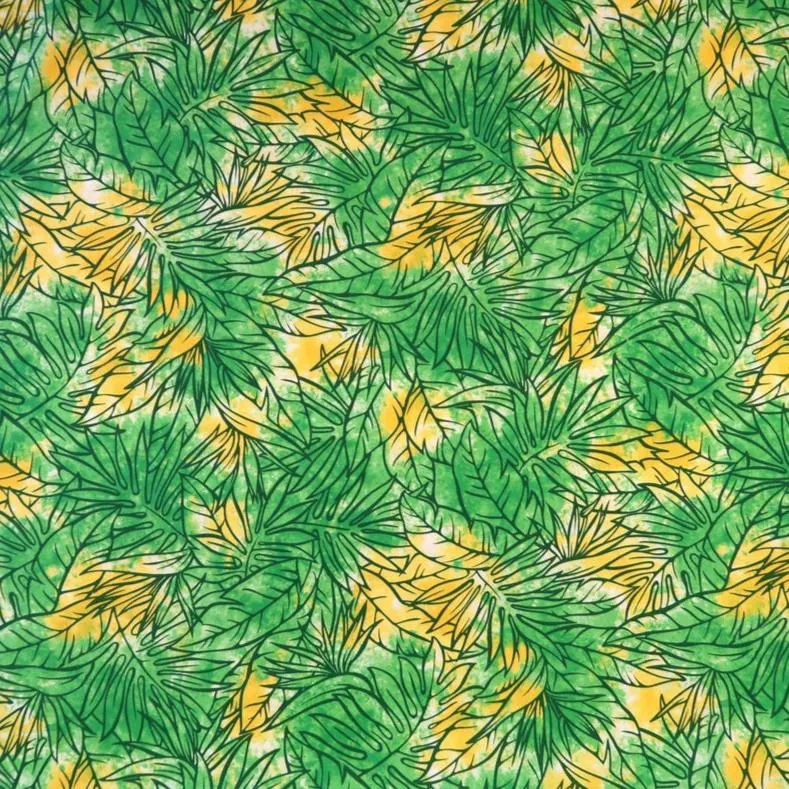 Dancing Leaf Lime Green Hawaiian Fabric