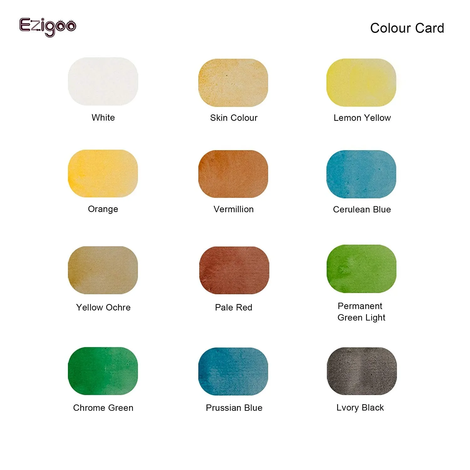Ezigoo Watercolour Paint Set - 12 Colours   Aqua Brush