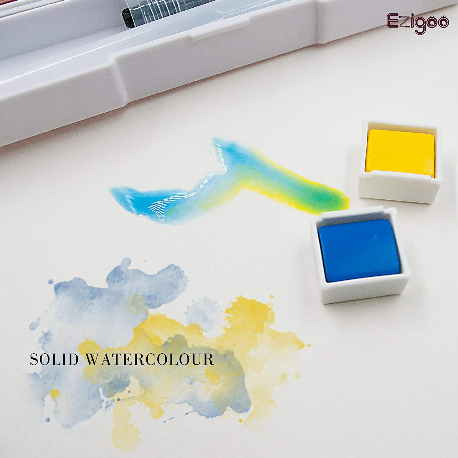 Ezigoo Watercolour Paint Set - 12 Colours   Aqua Brush