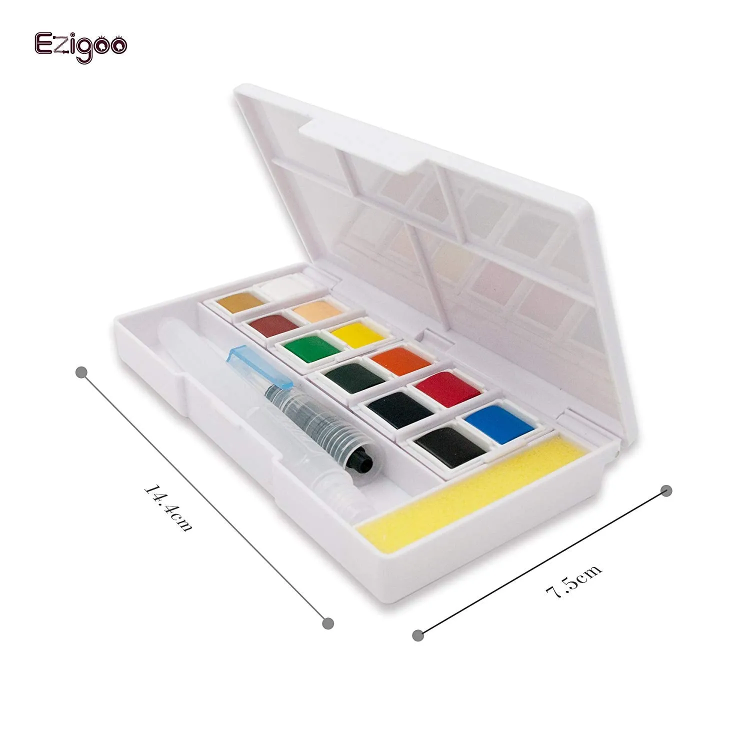 Ezigoo Watercolour Paint Set - 12 Colours   Aqua Brush