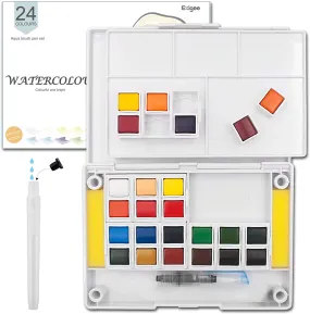 Ezigoo Watercolour Paint Set - 24 Colours   Aqua Brush