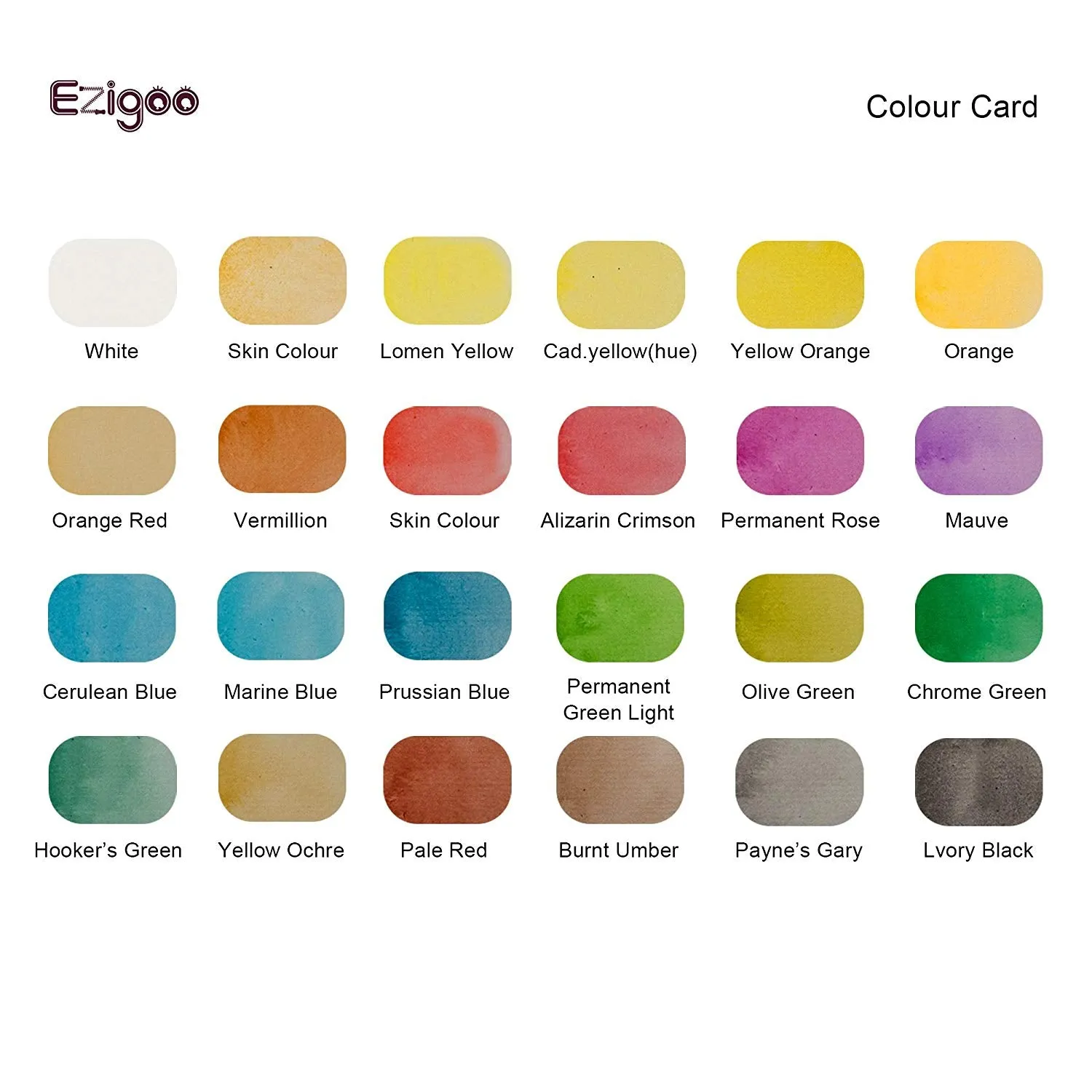 Ezigoo Watercolour Paint Set - 24 Colours   Aqua Brush