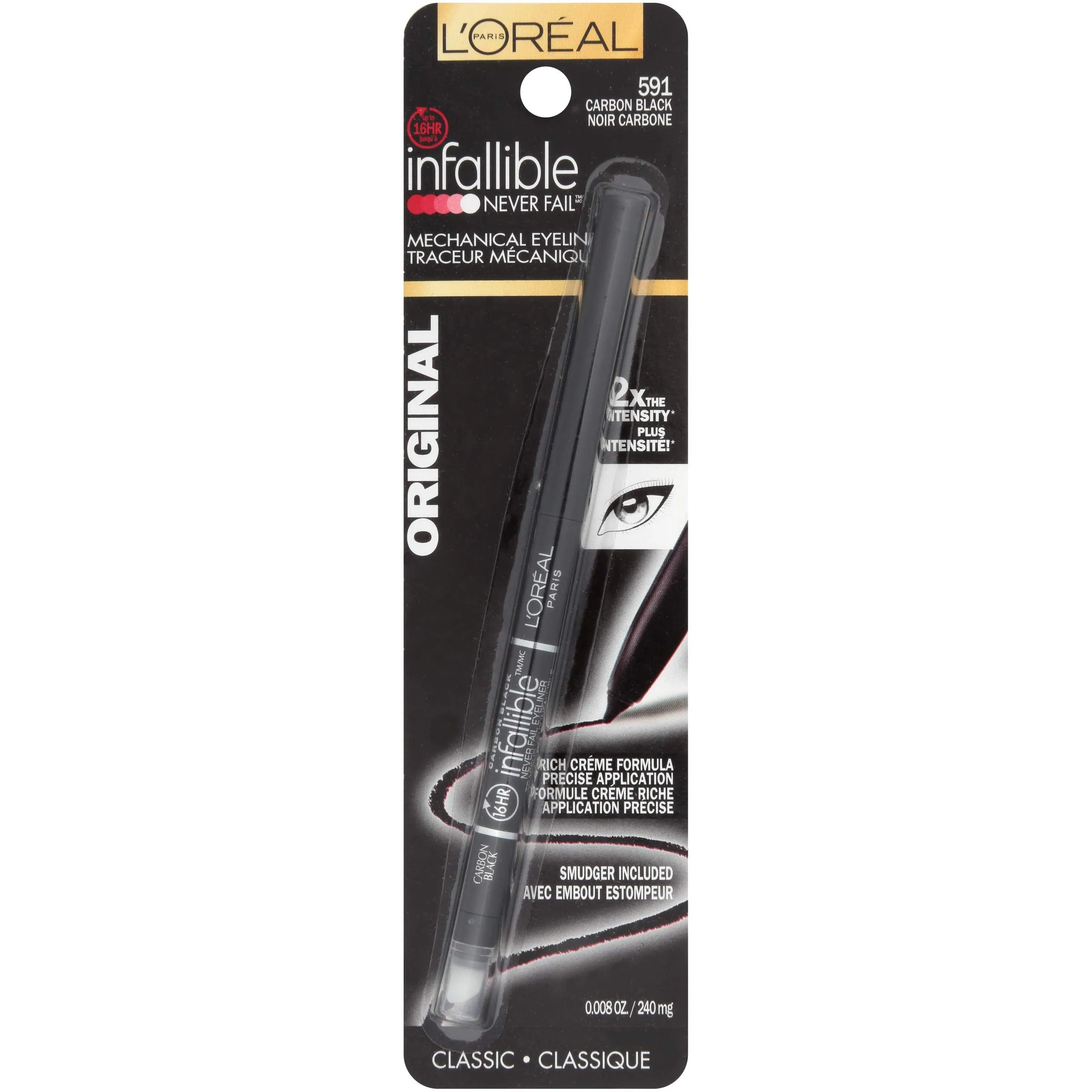 L'Oreal Infallible Never Fail Eyeliner, Carbon Black [591], 0.008 oz